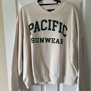 PacSun Cream Sweater with Green Lettering
